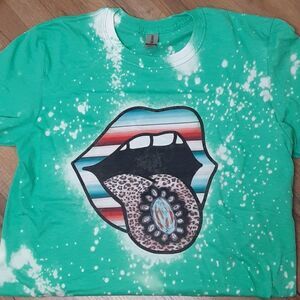 TURQUOISE Serape Tongue Bleached Tee